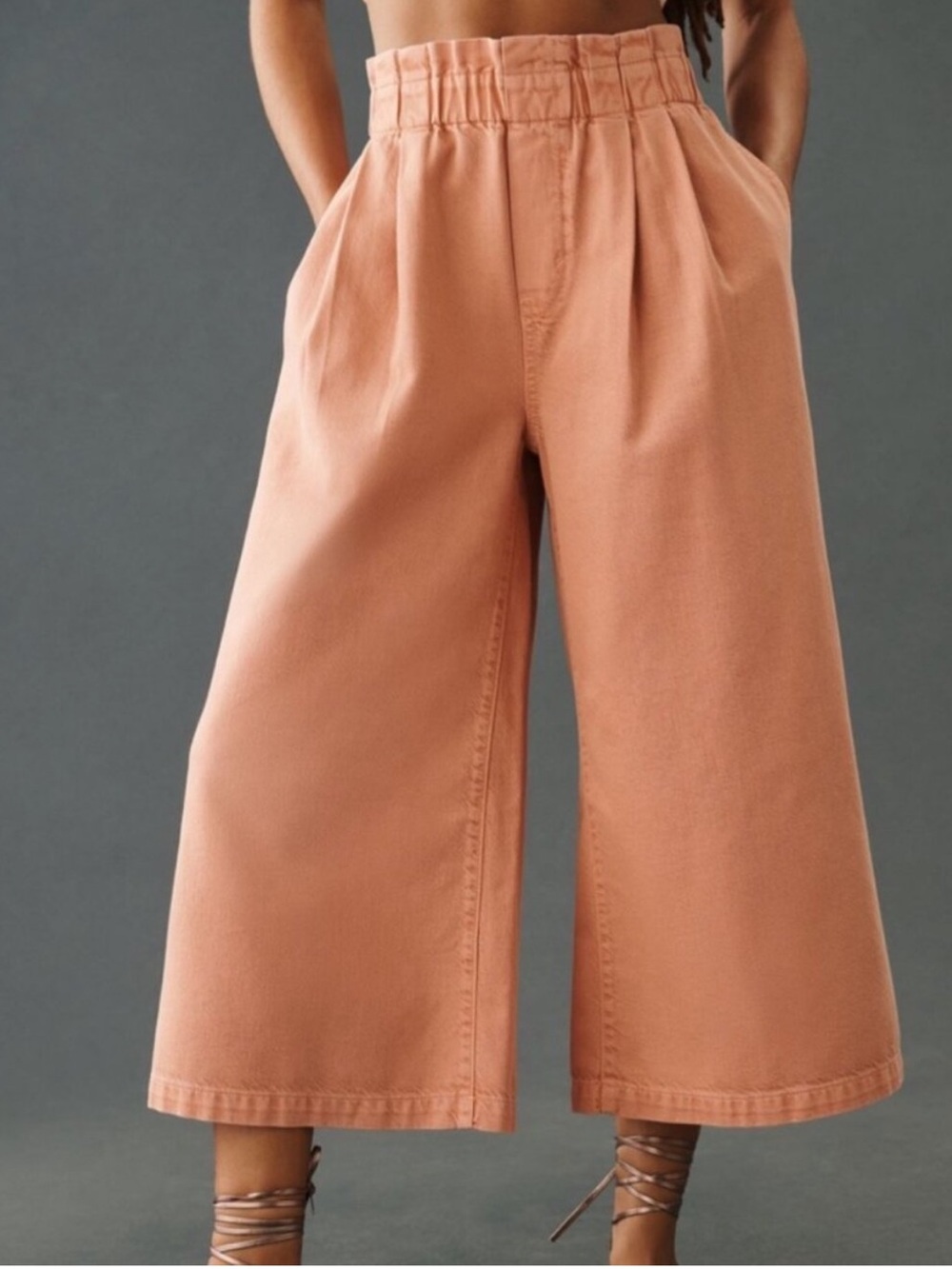 Anthropologie Pilcro High Rise Cropped Wide Leg Paperbag Pant Jean